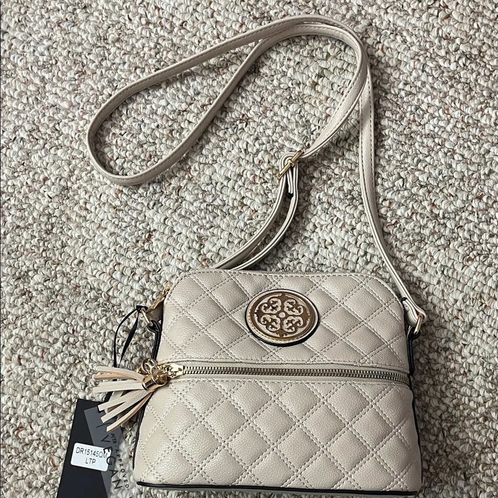 Quilted Beige Crossbody/Shoulder Bag